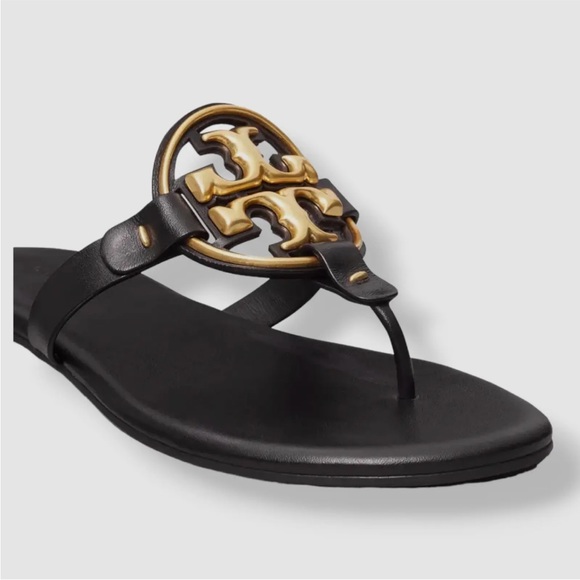 Tory Burch Women’s black metal Miller soft leather sandals Size US 5 - Picture 2 of 4
